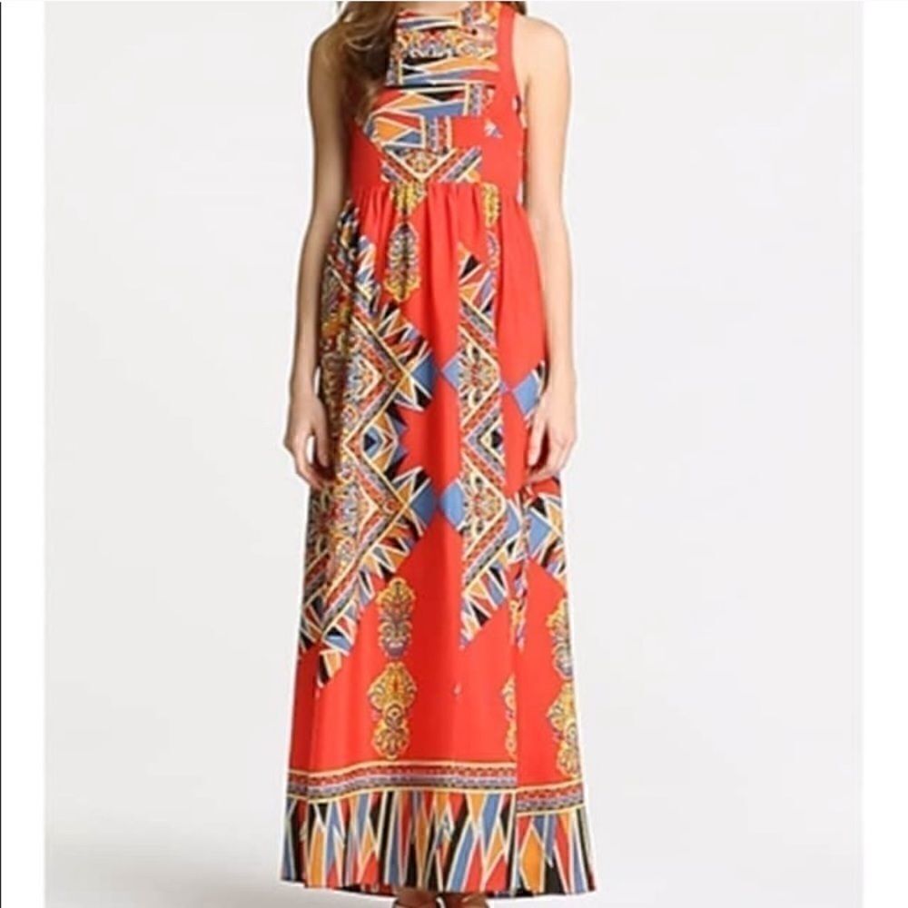Lovers + Friends Red Geometric Kitty Cat Maxi